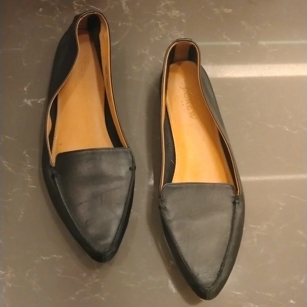 J.Crew Black leather Flats